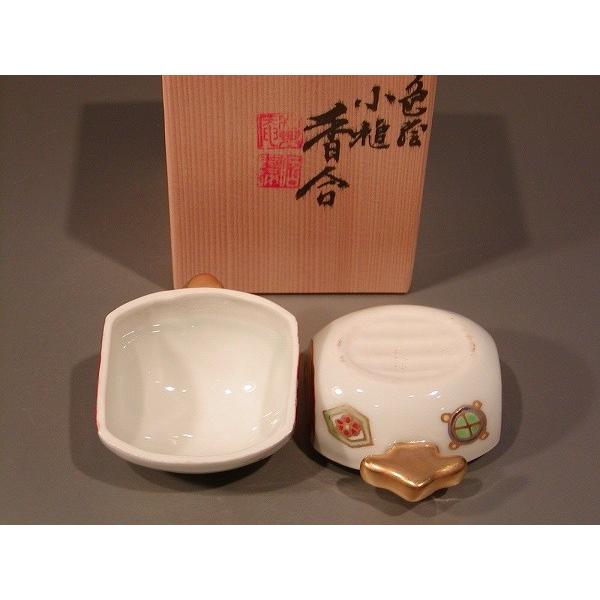 茶道具 香合 色絵 小槌（こづち）、京焼 高野 昭阿弥作、共箱 新品