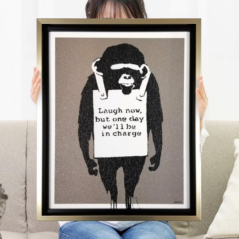 正規ライセンス バンクシー 絵 アートパネル 53 ラフナウ2 ゴリラ 猿