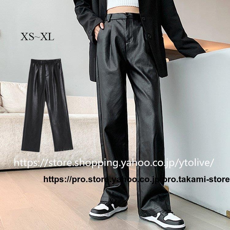 パンツ 秋 秋服 レディース ボトムス ウエストゴム フェイクレザー