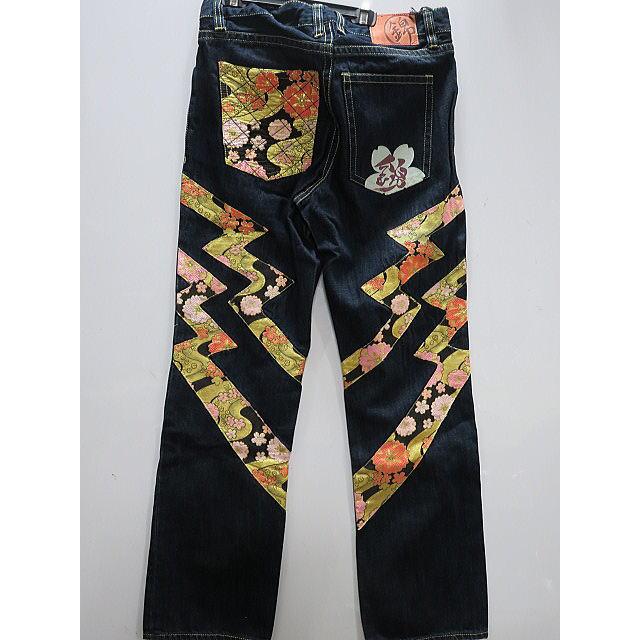 錦 和柄 デニムパンツ 流水 花刺繍 NISHIKI : takafuku1915 - 通販