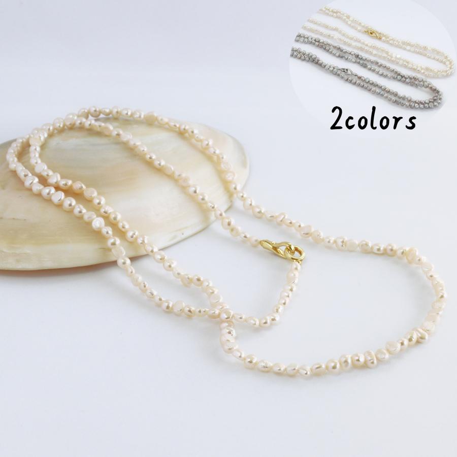 パールネックレス 2連 二連 ロングパール ネックレス 90cm 本真珠 普段