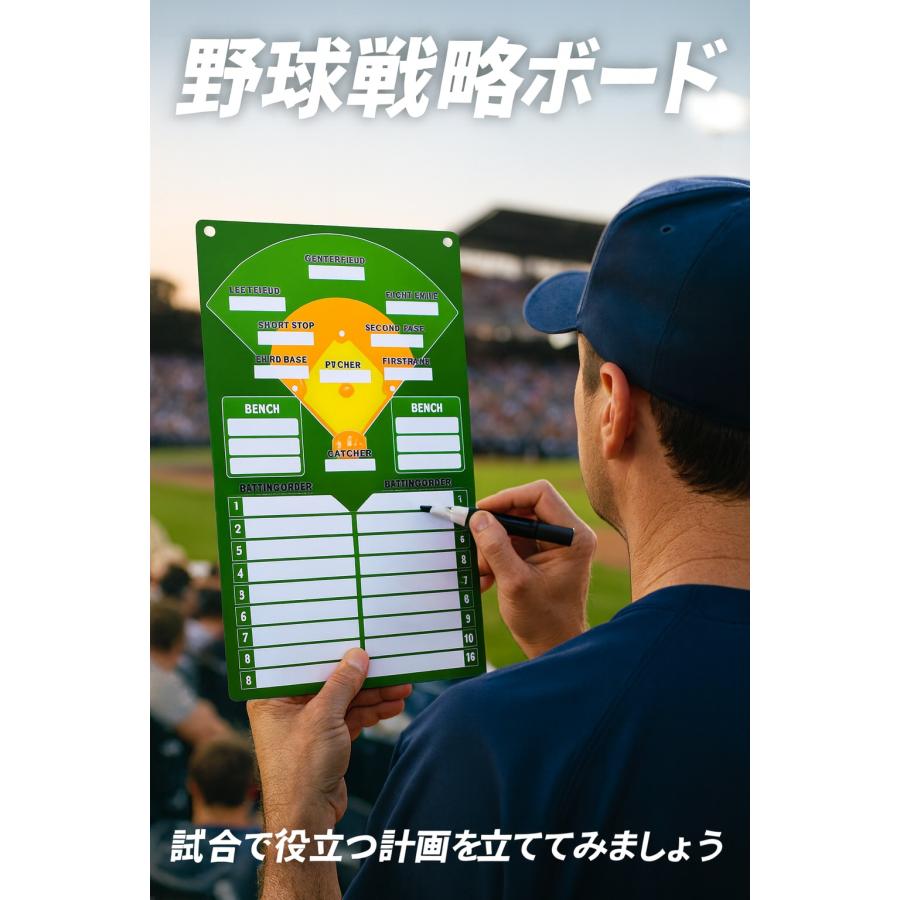 野球戦術ボード スコア記録表 ホーム＆アウェイ対応 12打順まで記入