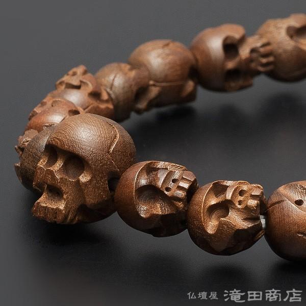 仏壇屋 滝田商店 腕輪念珠 数珠 ブレスレット 骸骨彫り(髑髏彫り) 柘植