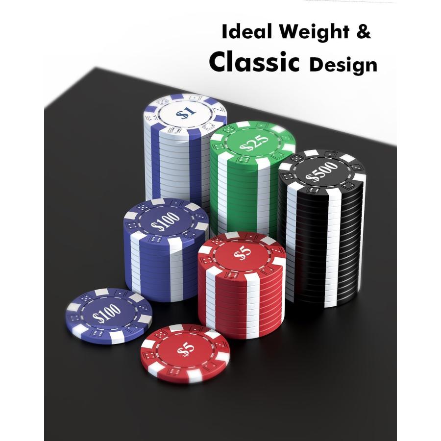 ポーカーチップセット、11.5g重、ナンバリング付き、コンパクトな