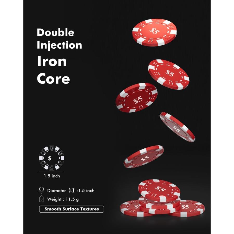 ポーカーチップセット、11.5g重、ナンバリング付き、コンパクトな