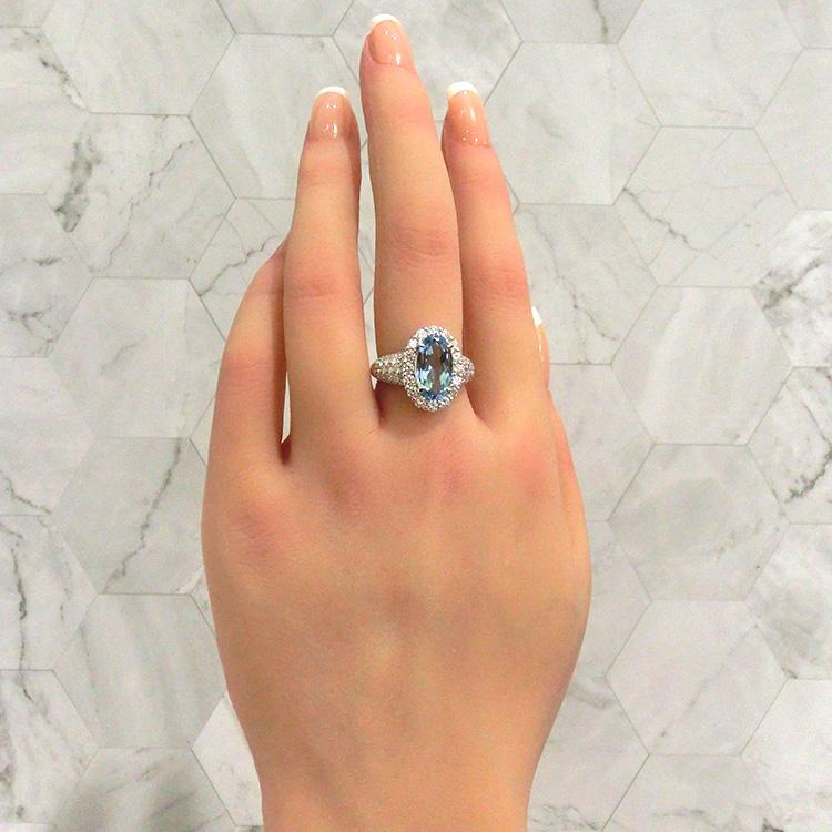 3月誕生石 アクアマリン プラチナ リング 指輪 PT900 ダイヤモンド