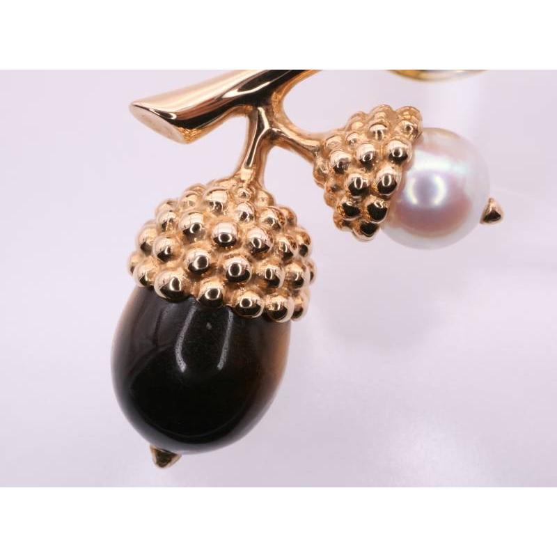MIKIMOTO（ミキモト） ピンブローチ タイガーアイ パール どんぐり