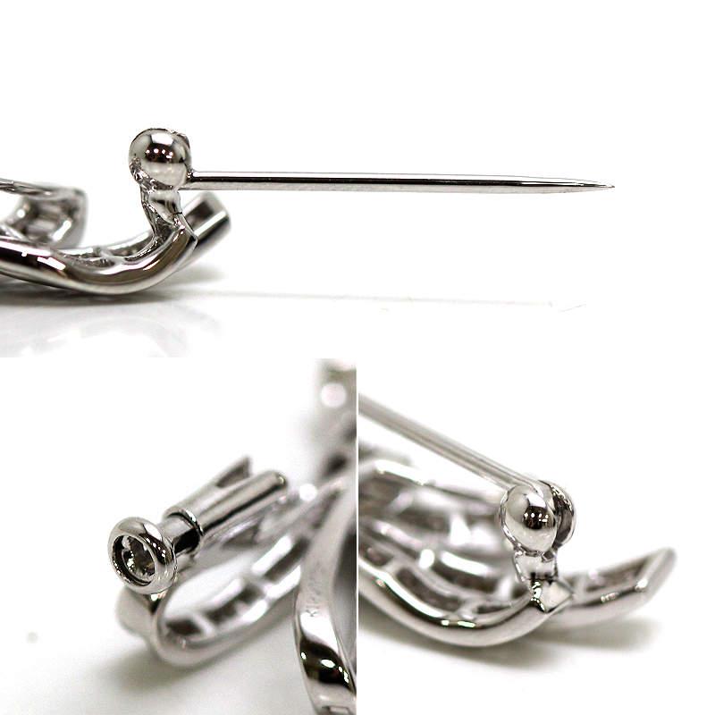 K18WG リボンモチーフブローチ ダイヤモンド 0.56ct 約2.9g 18金