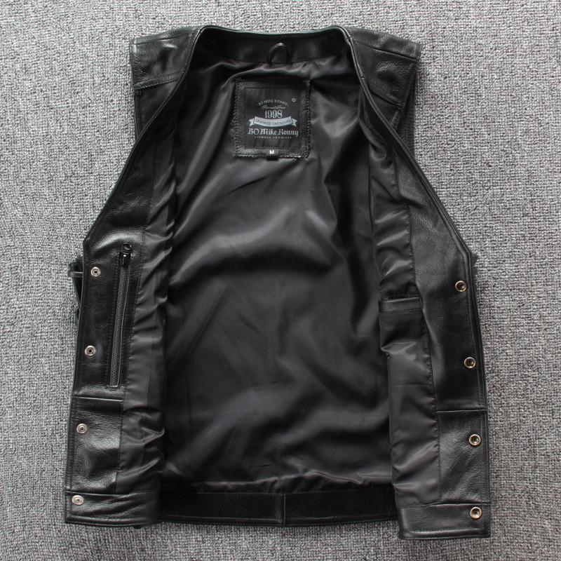 バイク用ベスト 本革 革ベスト ベスト パンク風 十字架柄 レザーベスト