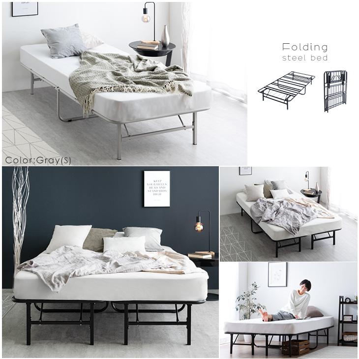 タンスのゲン 27日超お得 パイプベッド 折りたたみ ダブル 極厚22cm