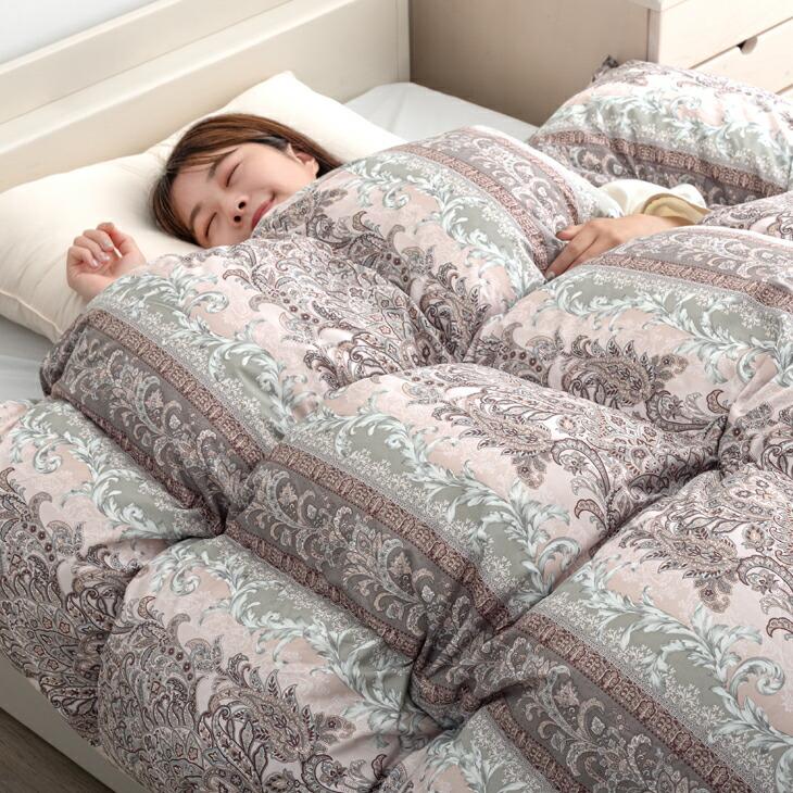 タンスのゲン 羽毛布団 ダブル ロング 掛布団 暖かい 冬用 ホワイト