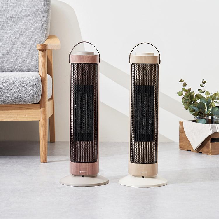 タワー型セラミックファンヒーター&ファン -Premium WOOD- プレミアム