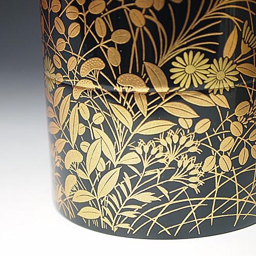 送料無料 （茶道具/茶器/棗） 山中塗 菊桐秋草蒔絵 面中次 和田寿峰作