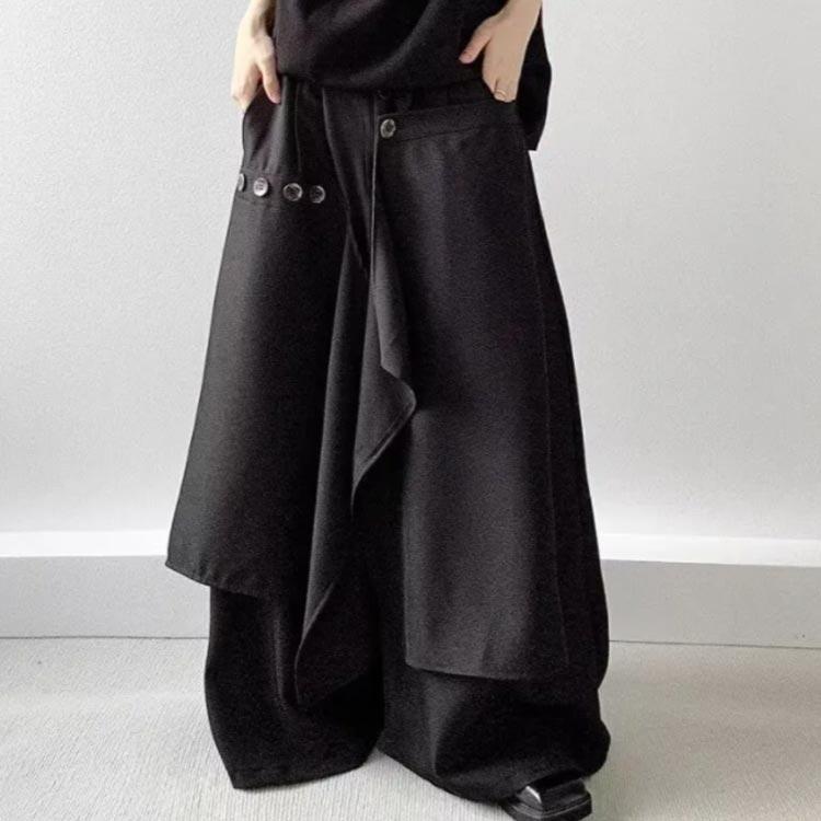 ワイドパンツ レディース メンズ ボトムス レイヤード スカートパンツ