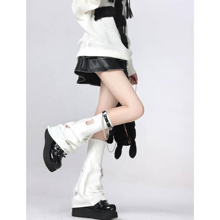 量産型 Y2K ルーズソックス チェーン 制服 レッグウォーマー