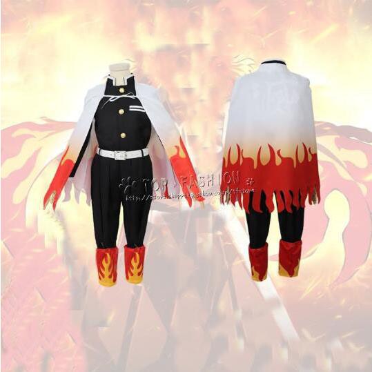 鬼滅の刃風 煉獄杏寿郎 子供用 成人用 着物コスプレ衣装ウィッグ靴道具