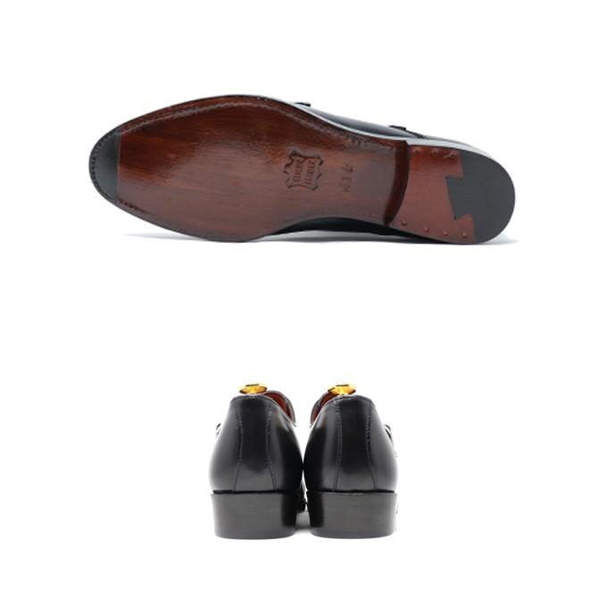 本革 メンズ ダブルモンクストラップ レザーソール ストレートチップ