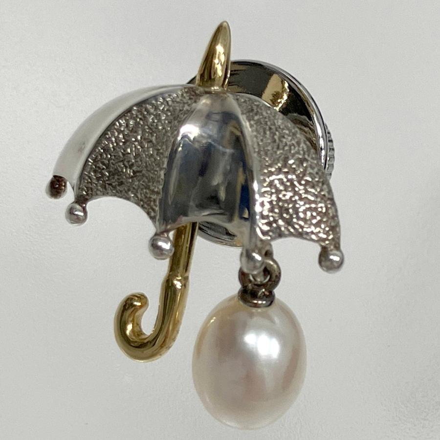 MIKIMOTO（ミキモト） ピンブローチ パール 傘モチーフ シルバー