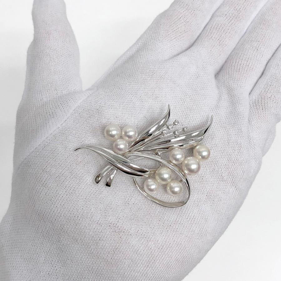 MIKIMOTO（ミキモト） パールダイヤブローチ K18 WG ダイヤモンド