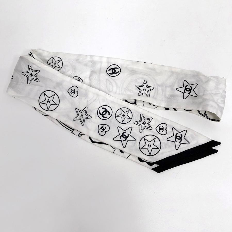 CHANEL（シャネル） リボンスカーフ 120cm シルク100% ブラック