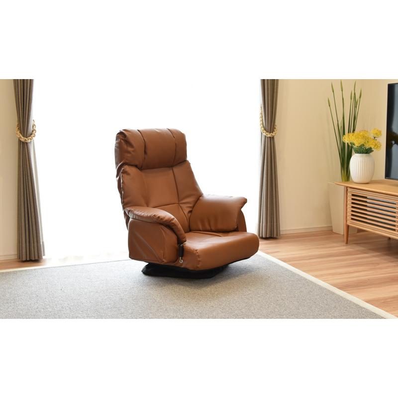 タマリビング 本革 ベローナ 回転座椅子 座椅子 無段階リクライニング