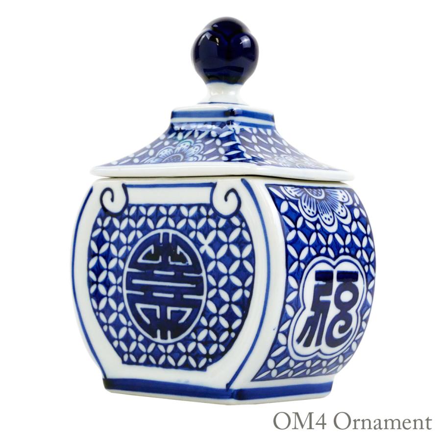 THE-SECRET-GARDEN シノワズリ ブルーアンドホワイト 飾り壺 青白陶器