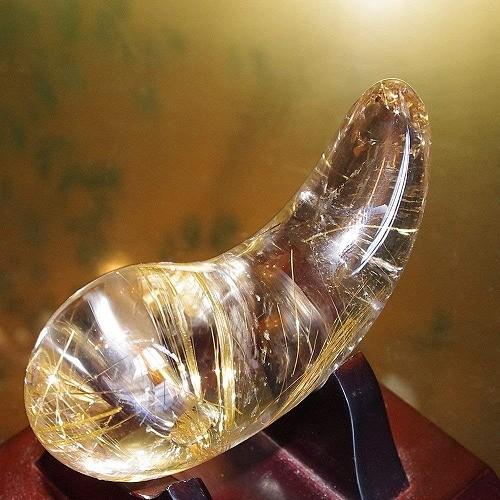 theory xyz ルチルクォーツ ゴールド 勾玉 極上級 73mm 甲府製 秋光作