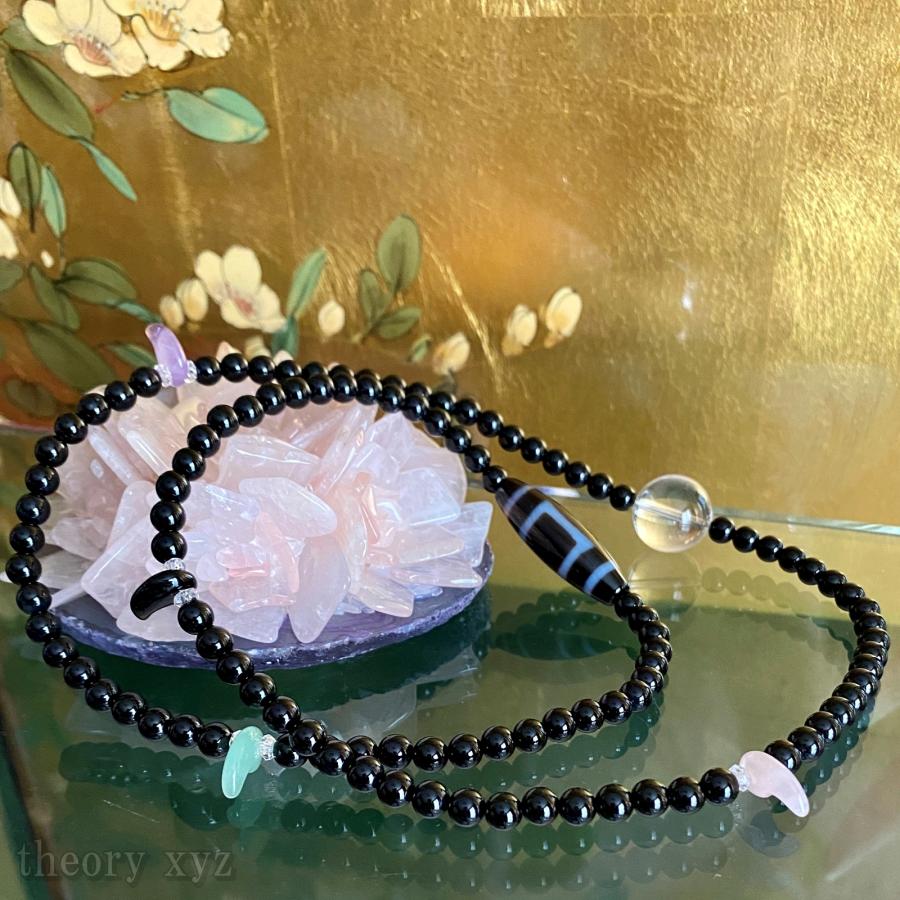 theory xyz 水晶 宝石(鑑別) ネックレス 天地(天珠) 黒 メンズ