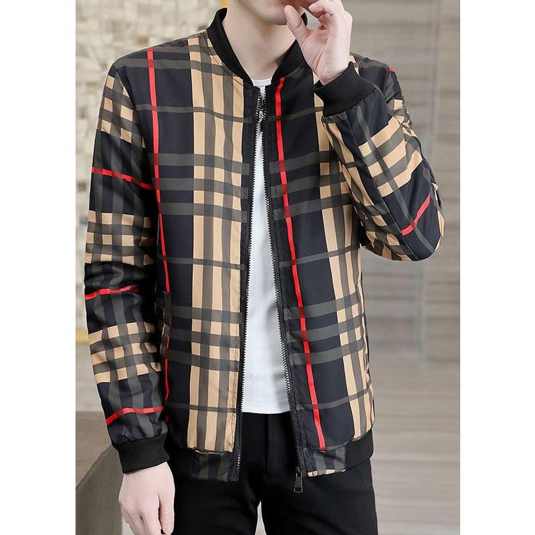 チェック柄 ナイロン ベースボール ジャケット ウインドブレーカー