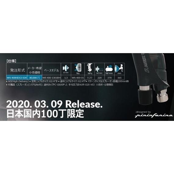 A-d029【未使用品】アネスト岩田 WS-400 限定スプレーガン WS-400HD13