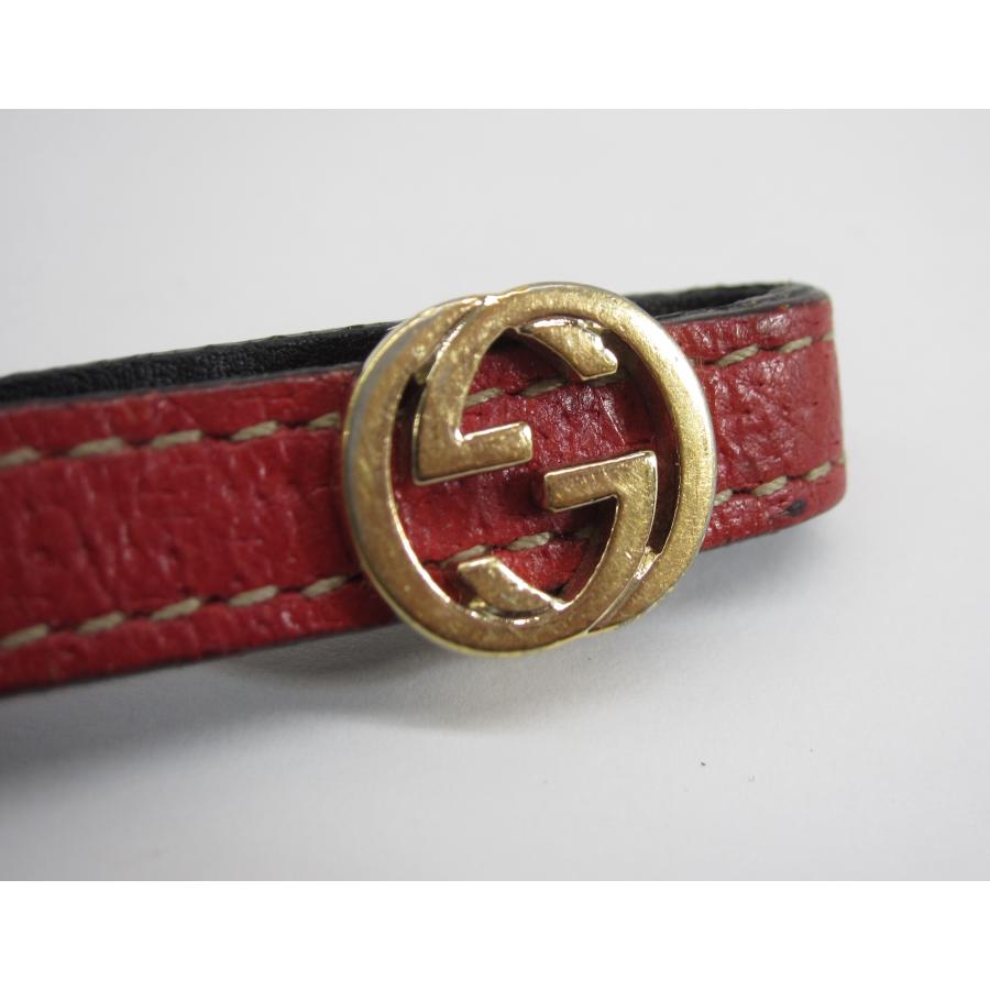 GUCCI（グッチ） グッチシマ ダブルG携帯ストラップ レザー×レッド