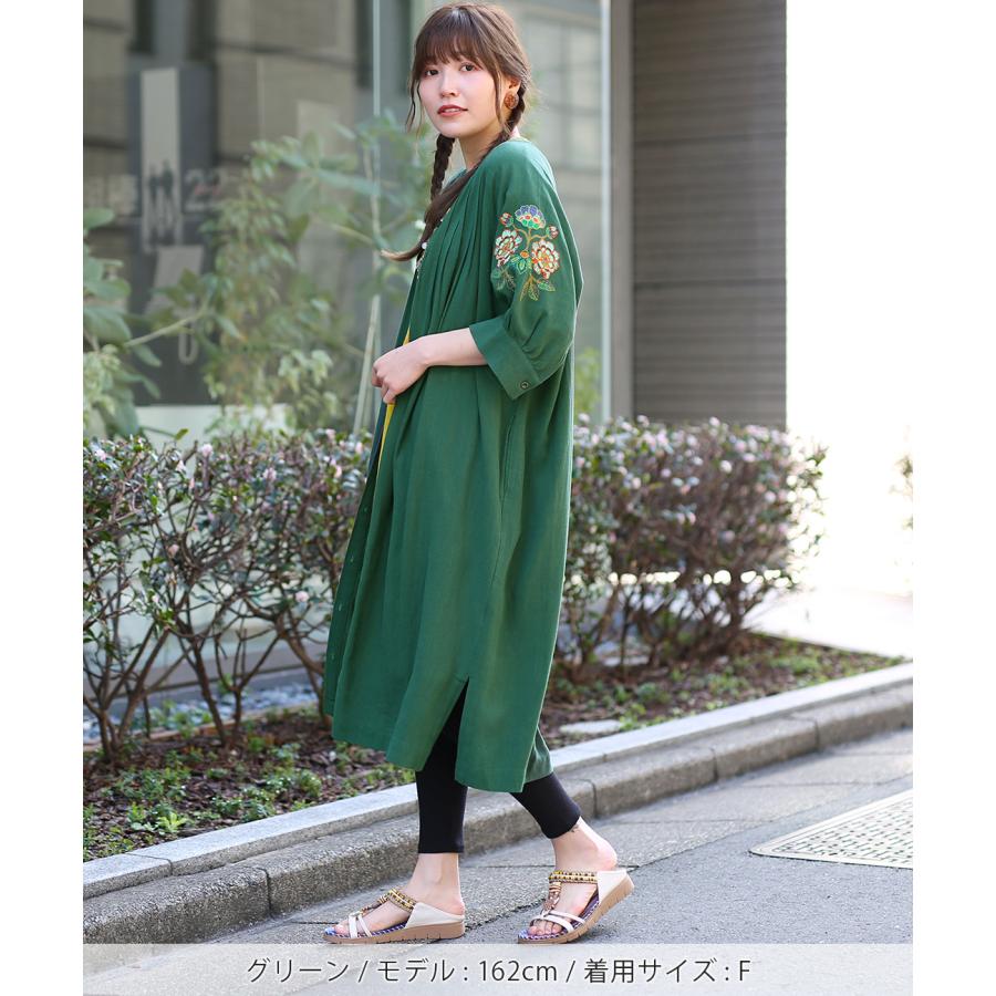 チチカカ（TITICACA） ウォッシャブルレーヨン麻刺繍ワンピース