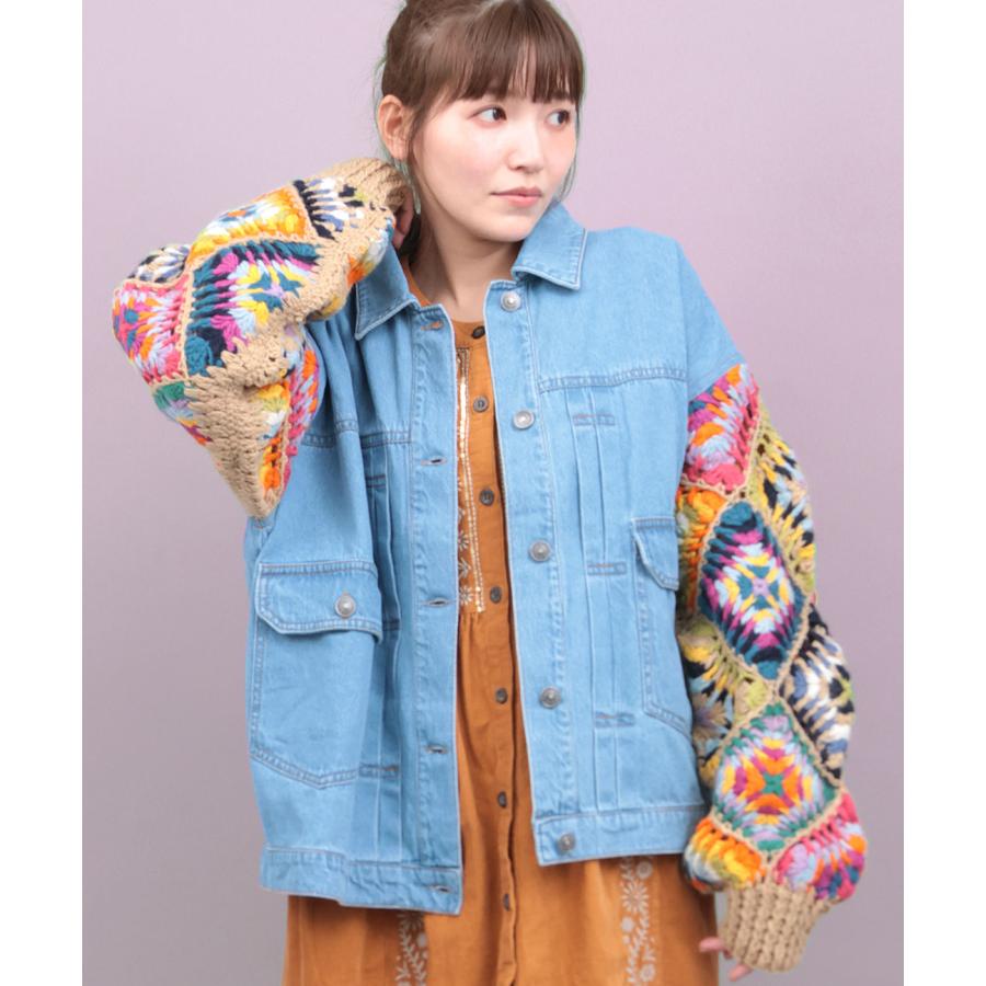 チチカカ（TITICACA） Rico ハンドクロシェスリーブデニムジャケット