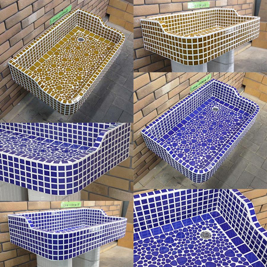 昭和レトロなタイル流し台 Lサイズ 右穴シリーズ 送料無料 ガーデン