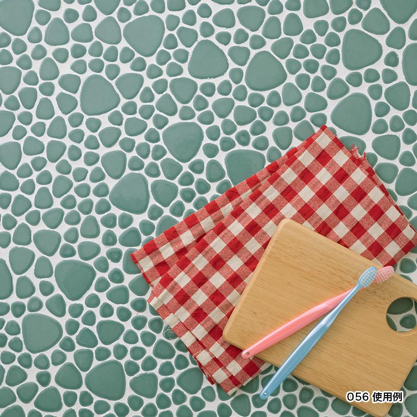 モザイクタイル シート 昭和 レトロ 玉石 丸 乱形 単色 磁器質 施釉 全