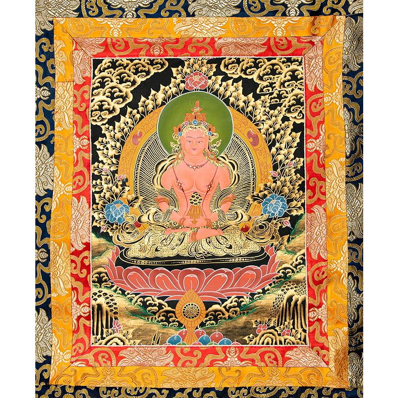 送料無料 タンカ マンダラ 曼荼羅 手描きのタンカ 〔一点物〕装丁付