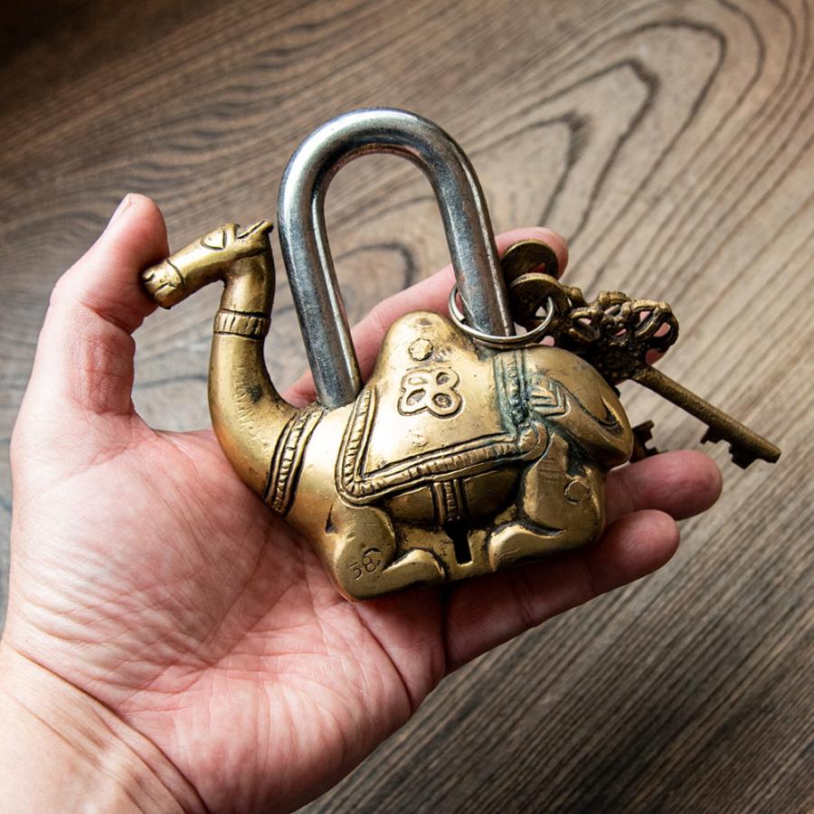 送料無料 鍵 南京錠 カギ ロック アンティーク風 インドの南京錠