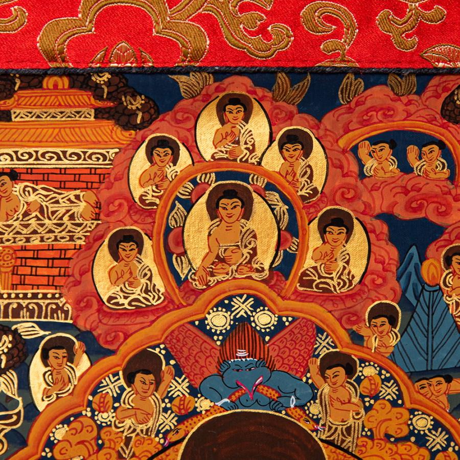 送料無料 タンカ マンダラ 曼荼羅 手描きのタンカ 〔一点物〕装丁付