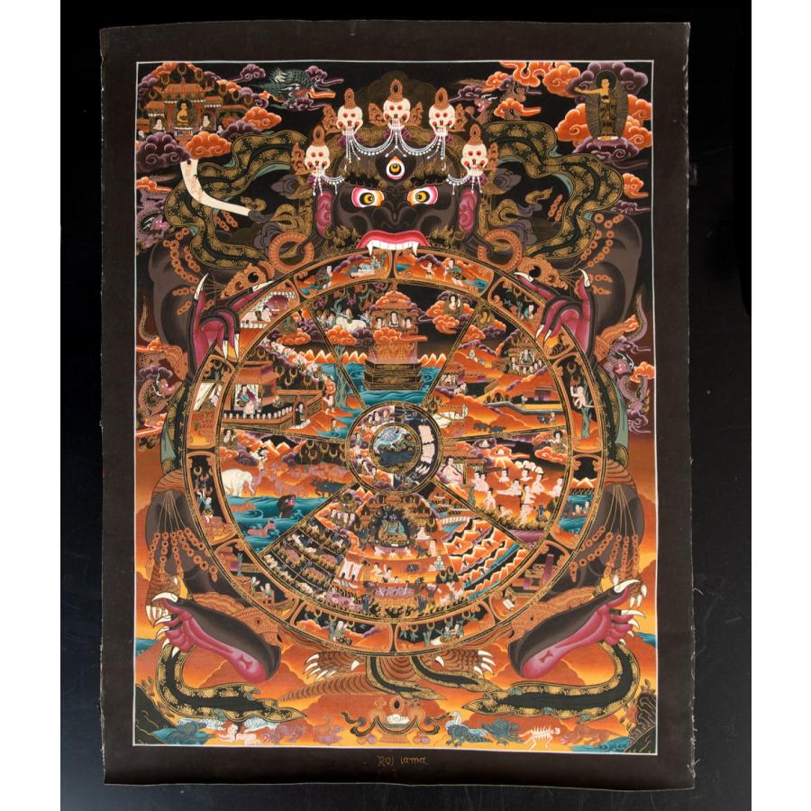 送料無料 タンカ 仏画 マンダラ チベット 〔Raj Lama作 一点物〕タンカ