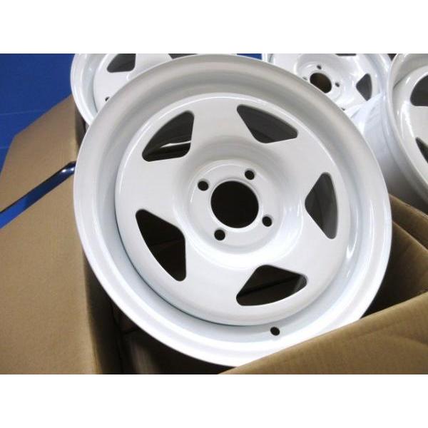 14インチ 7J 4穴 PCD100 深リム 極太 未使用 4本セット ホワイト