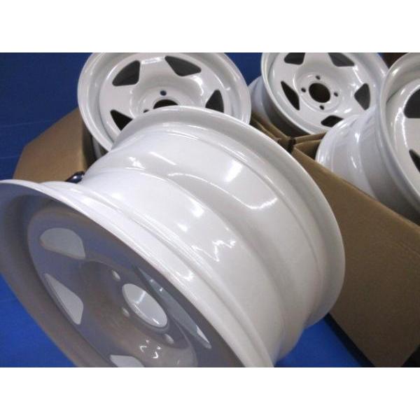 14インチ 7J 4穴 PCD100 深リム 極太 未使用 4本セット ホワイト