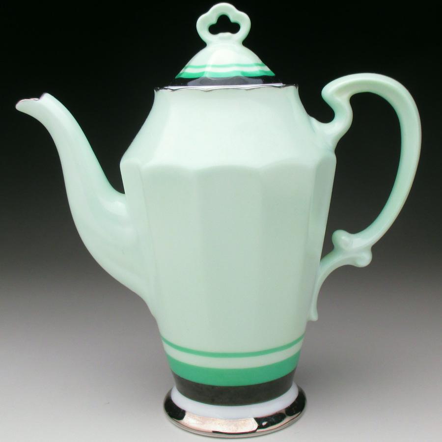ノリタケ オールドノリタケ アールデコ グリーン地 コーヒーポット (b