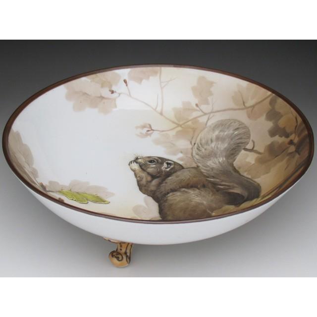 ノリタケ オールドノリタケ モールド栗鼠絵 脚付ボウル 22cm