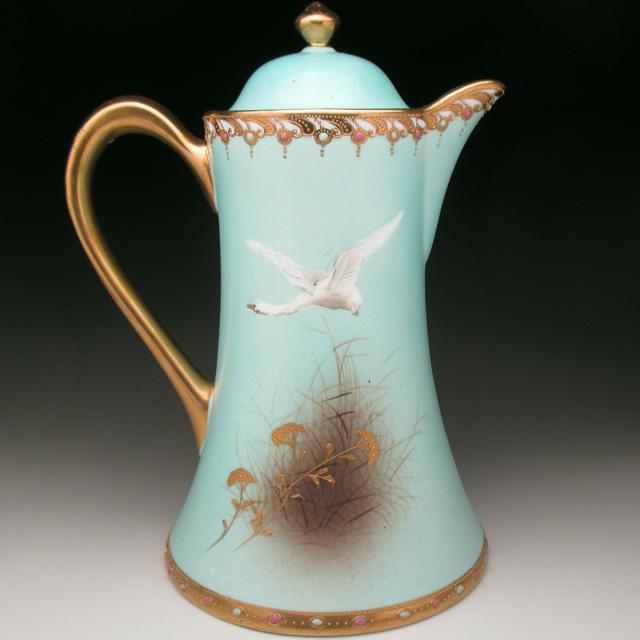 ノリタケ オールドノリタケ 金盛りジュール フライングスワン コーヒー