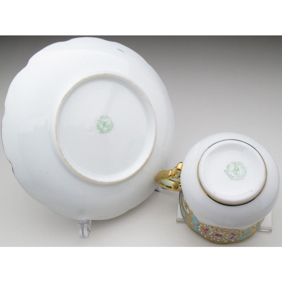 ノリタケ オールドノリタケ 金盛りジュール薔薇絵 カップ＆ソーサー (a