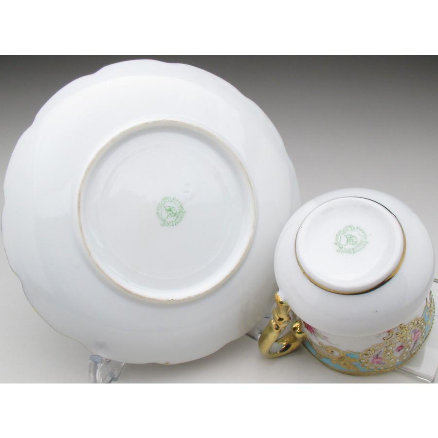 ノリタケ オールドノリタケ 金盛りジュール薔薇絵 カップ＆ソーサー (b