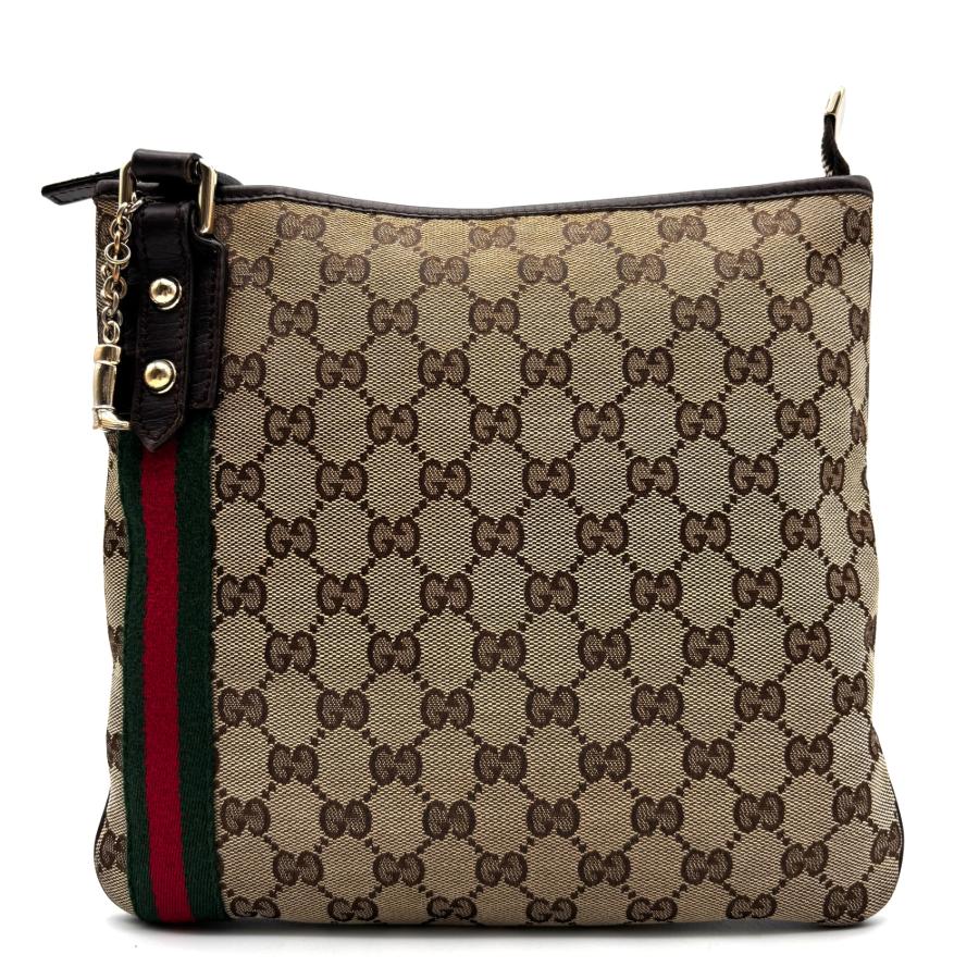 GUCCI グッチ ショルダーバッグ GGキャンバス レザー シェリーライン
