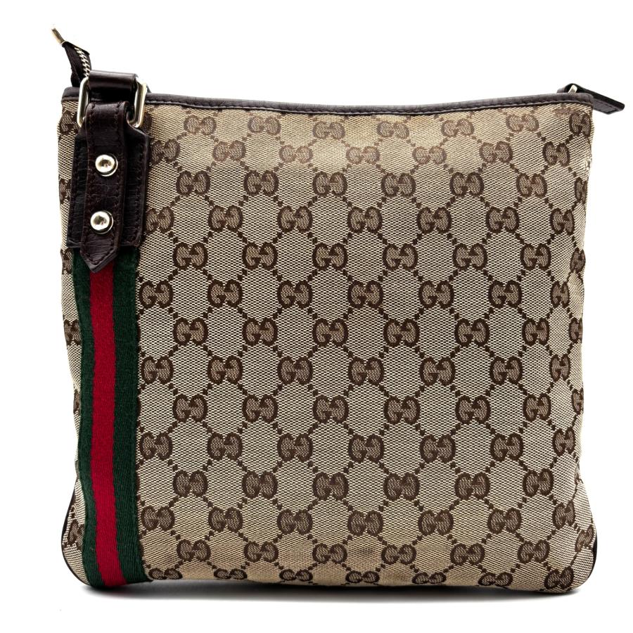 GUCCI グッチ ショルダーバッグ GGキャンバス レザー シェリーライン