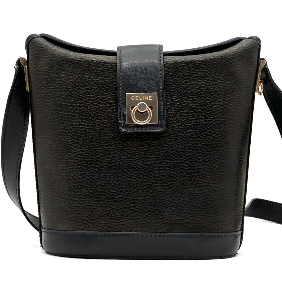 CELINE セリーヌ ショルダーバッグ オールレザー ガンチーニ ロゴ金具