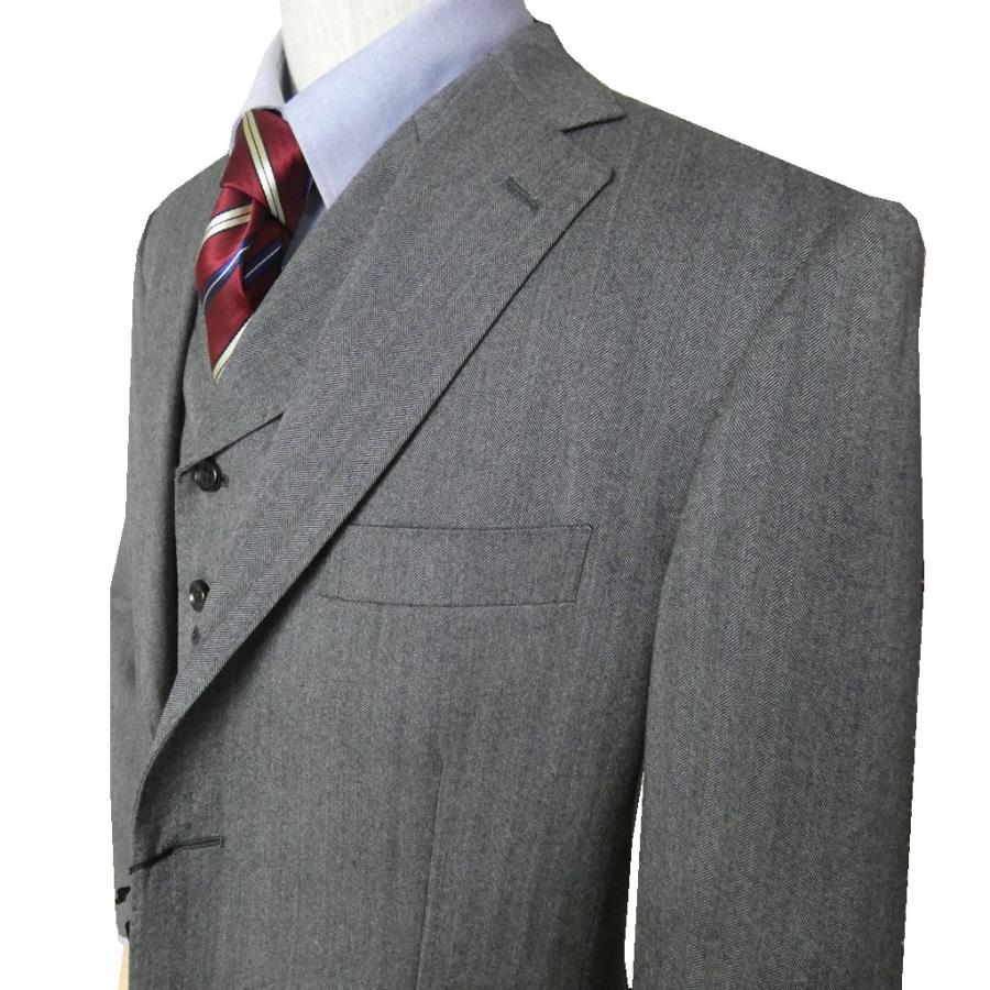 秋冬春 3ピーススーツ メンズ 段返り3つボタン ミディアム グレー